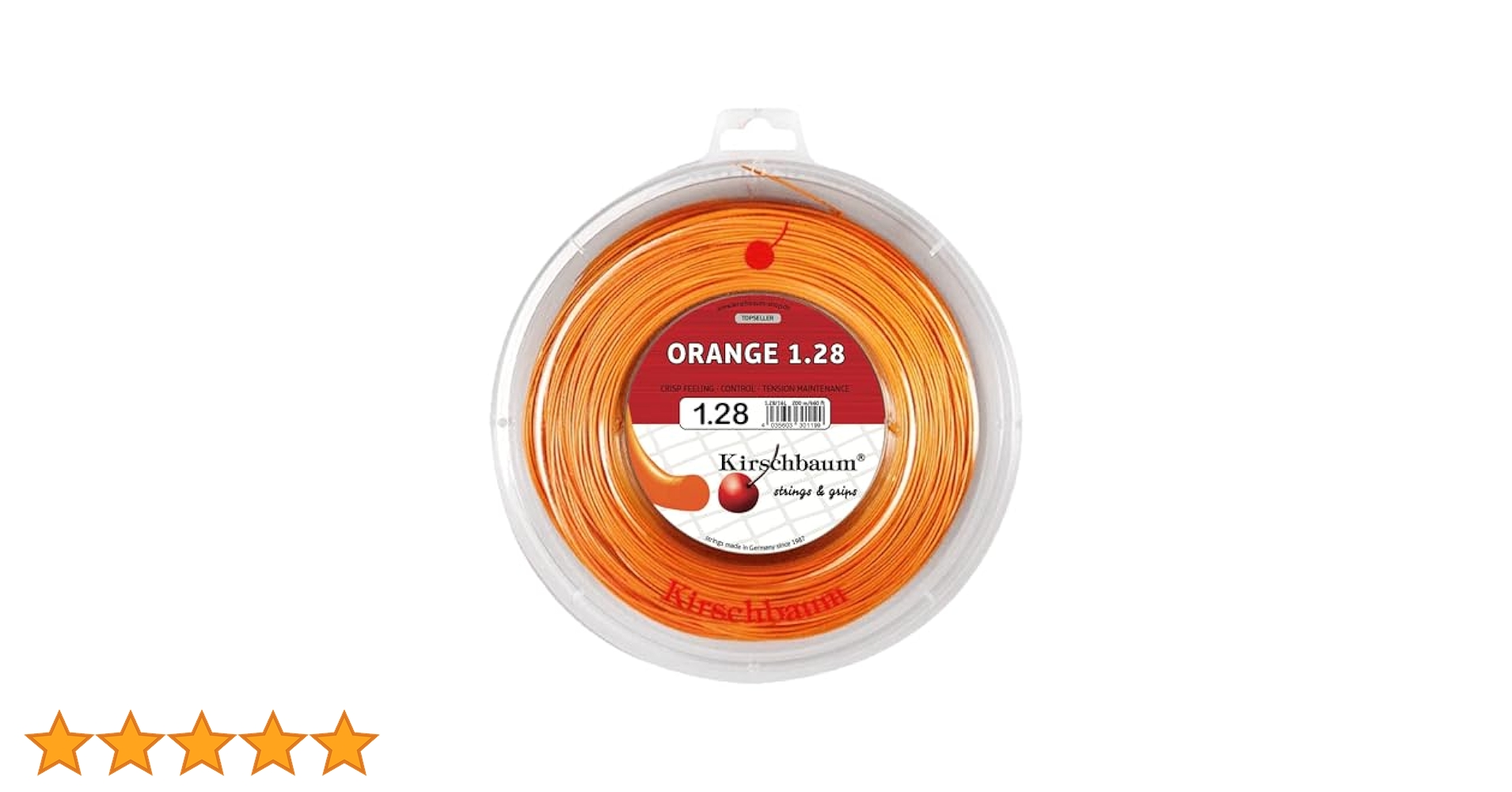 Kirschbaum　ガットロール　1.28 Kirschbaum Reel Orange 1.28 mm (16G), SSO 128, Racquets